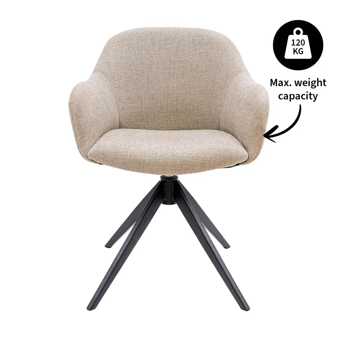 Drehstuhl – Strukturstoff Bezug, Drehbares Metallgestell, Taupe Farbe - Noel | Kick Collection