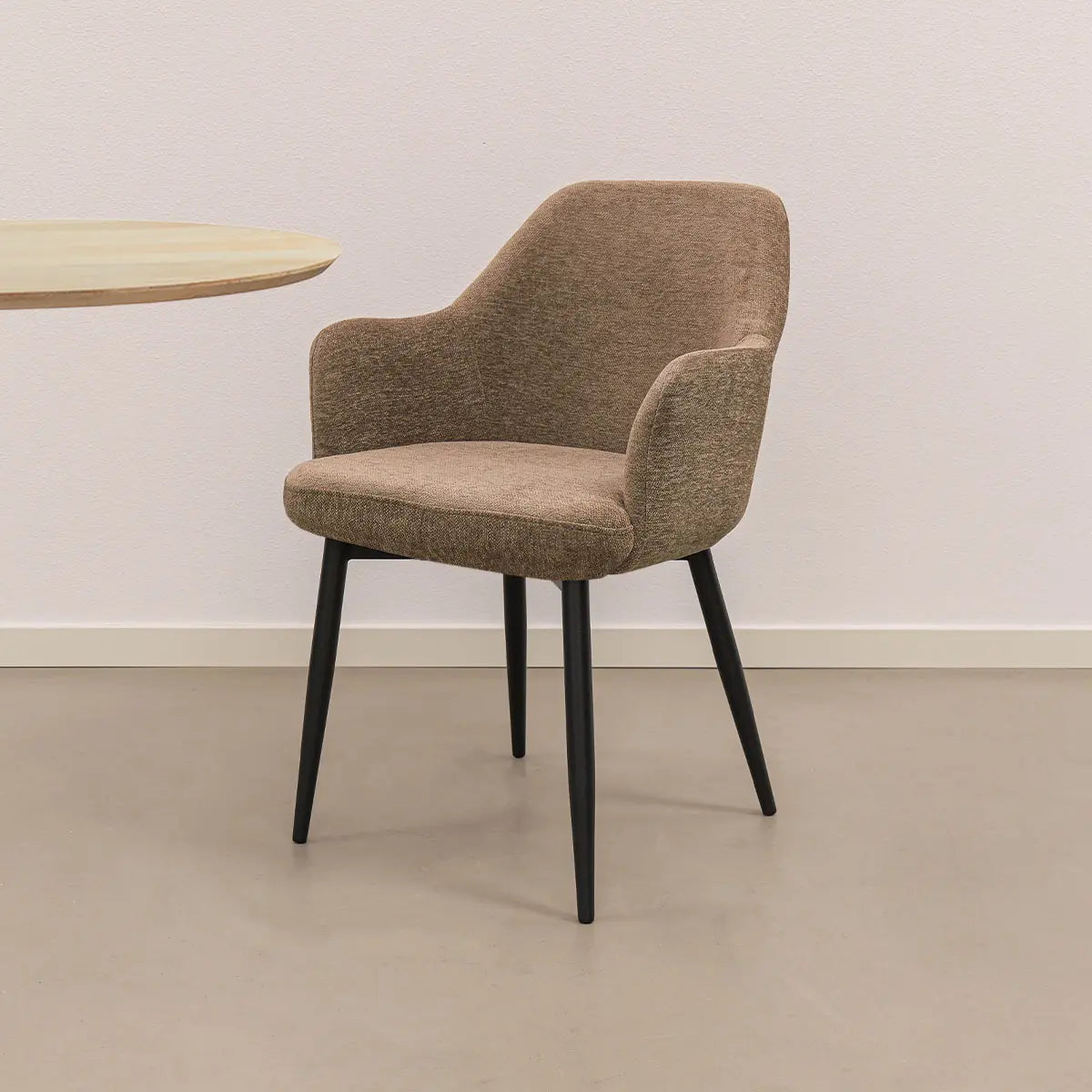 Esszimmerstuhl – Texture Stoff, Metallgestell Schwarz, Taupe Farbe - Jodi | Kick Collection