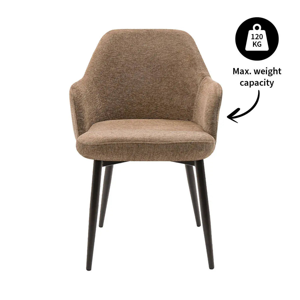 Esszimmerstuhl – Texture Stoff, Metallgestell Schwarz, Taupe Farbe - Jodi | Kick Collection