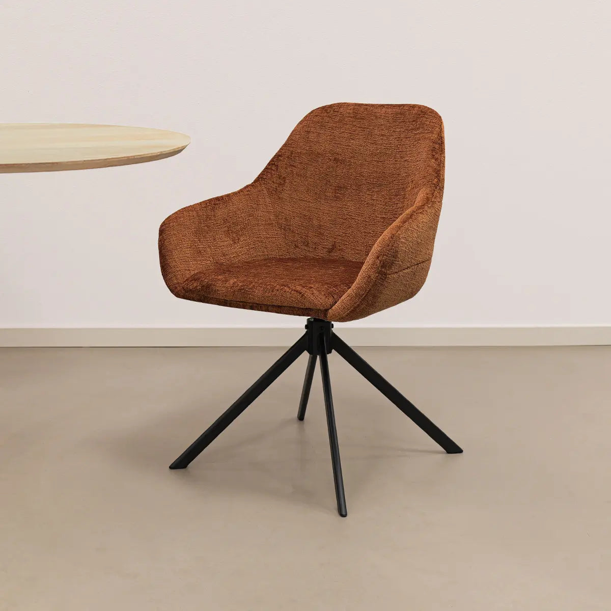 Drehstuhl – Texture Stoff, 360° Drehfunktion, Terra Farbe - Jule | Kick Collection