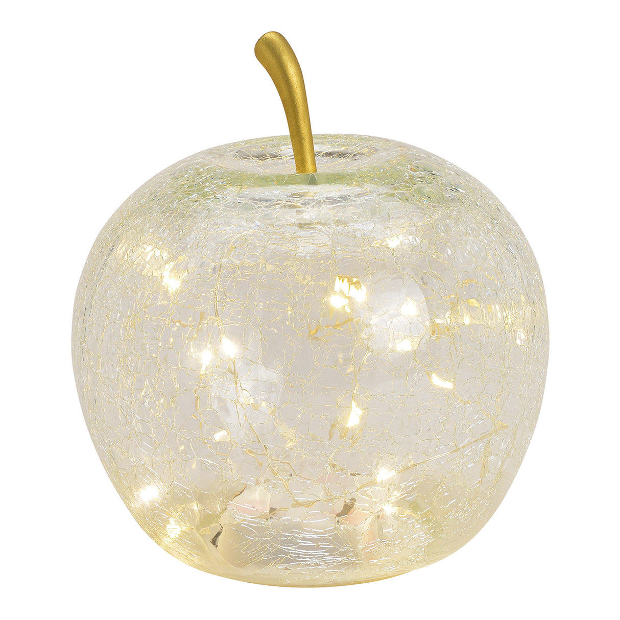 Dekoobjekt Apfel mit 20 LEDs transparentem Glas Timer-Funktion & stimmungsvollem Licht | Wurm