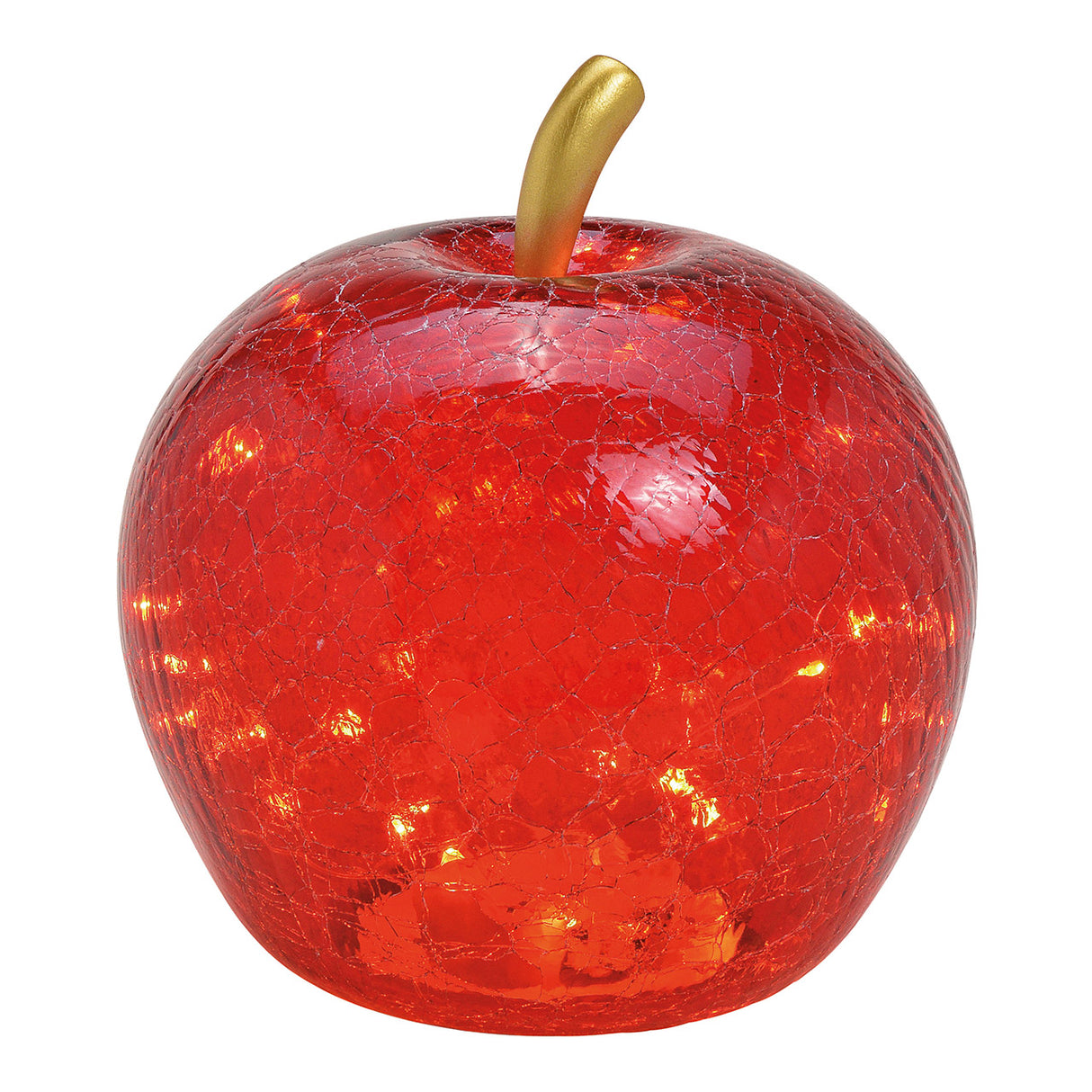 Dekoobjekt Apfel mit 30 LEDs, rotem Glas, Timer-Funktion & stimmungsvollem Licht | Wurm