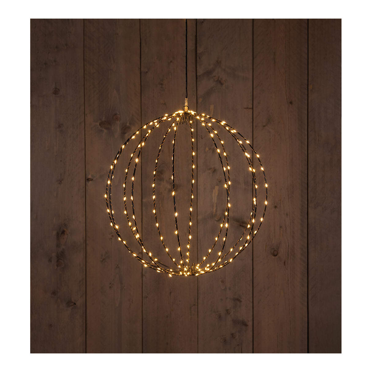 Hänger Lichtkugel aus Metall mit warmweißer LED-Beleuchtung, integrierter Timerfunktion und Dimmer | Wurm