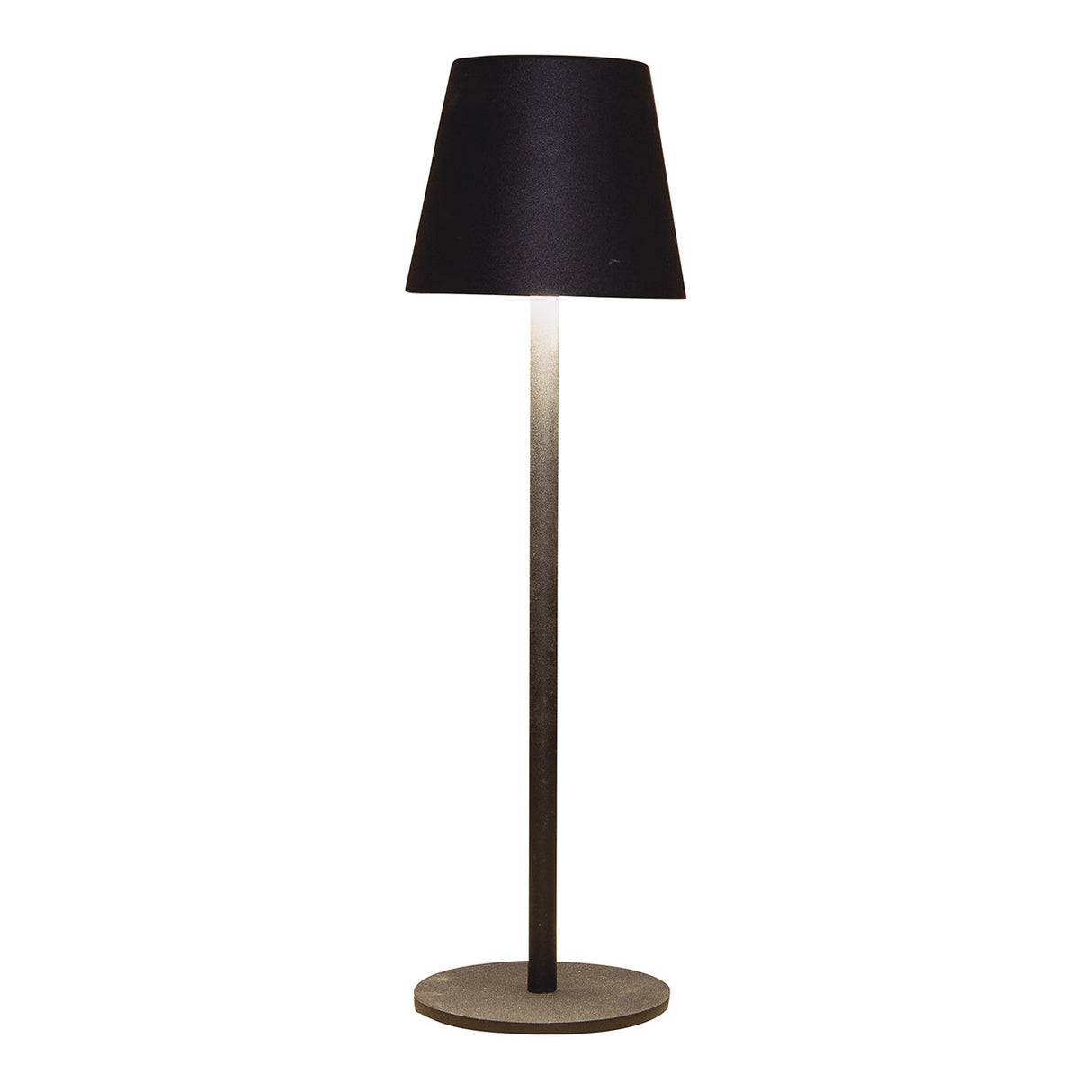 LED-Tischlampe aus Metall mit warmweißem Licht, dimmbarer Touch-Funktion, Indoor- & Outdoor-Eignung und mattschwarzem Finish | Wurm