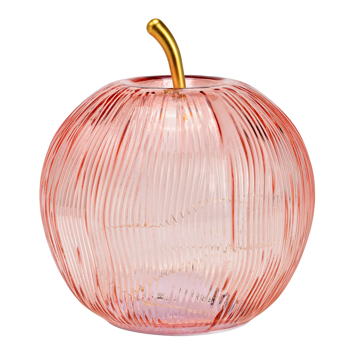 Dekoobjekt Apfel mit 15 LEDs rosa Glas Timer-Funktion & stimmungsvollem Licht | Wurm