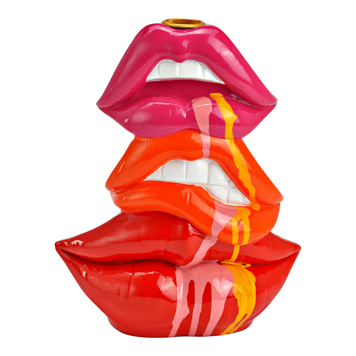 Kerzenständer aus pink-rotem Poly Lippen-Design & modernem Dekor | Wurm