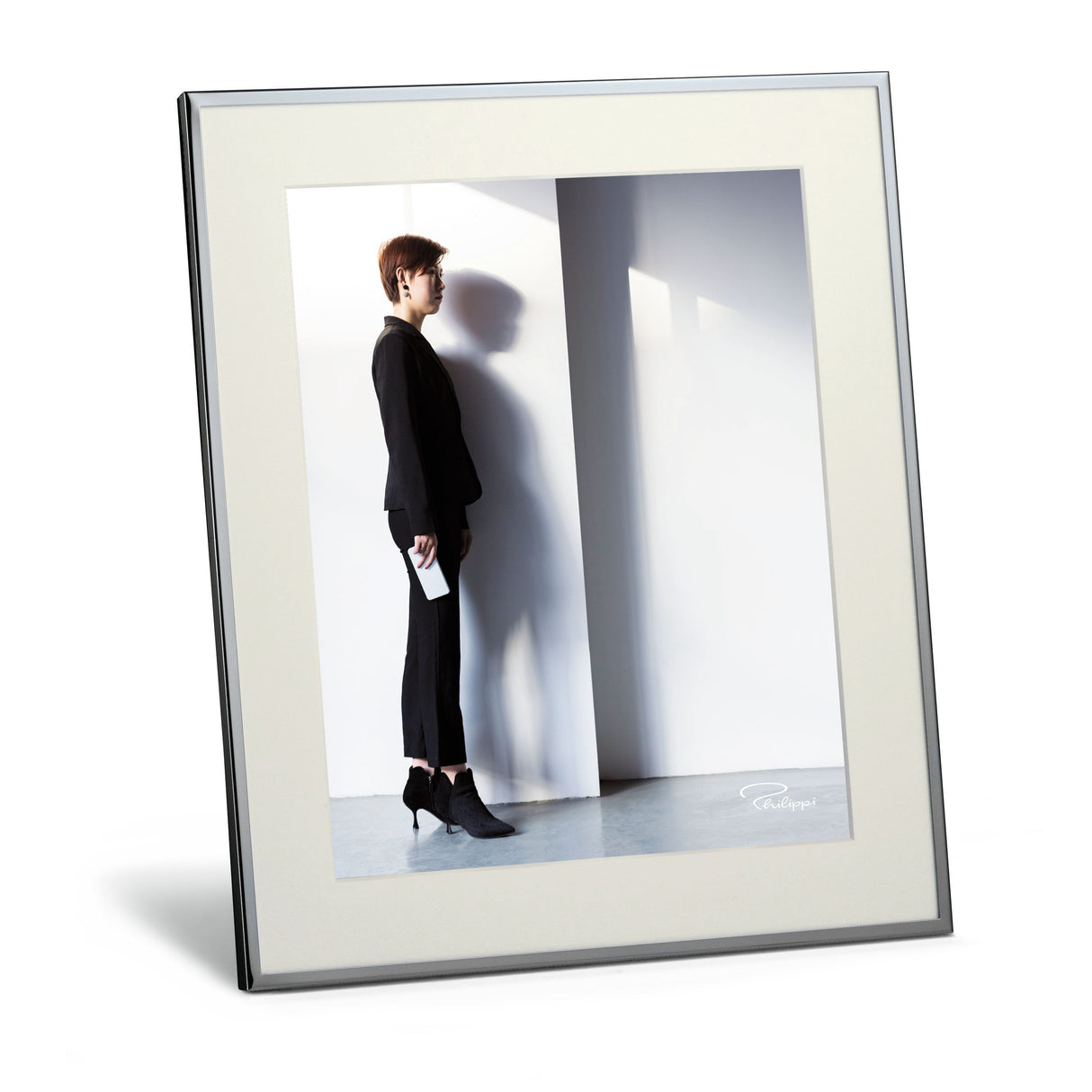 Photo frame Chrome-plated metal casing, Classic mat design, Slim elegant frame – Shadow | Philippi