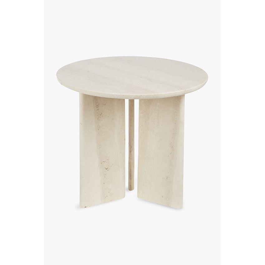 Beistelltisch – Travertinmarmor, Handgefertigte Verarbeitung, Polierte Oberfläche, Abgerundete Details – Jade | Studio Femme Home