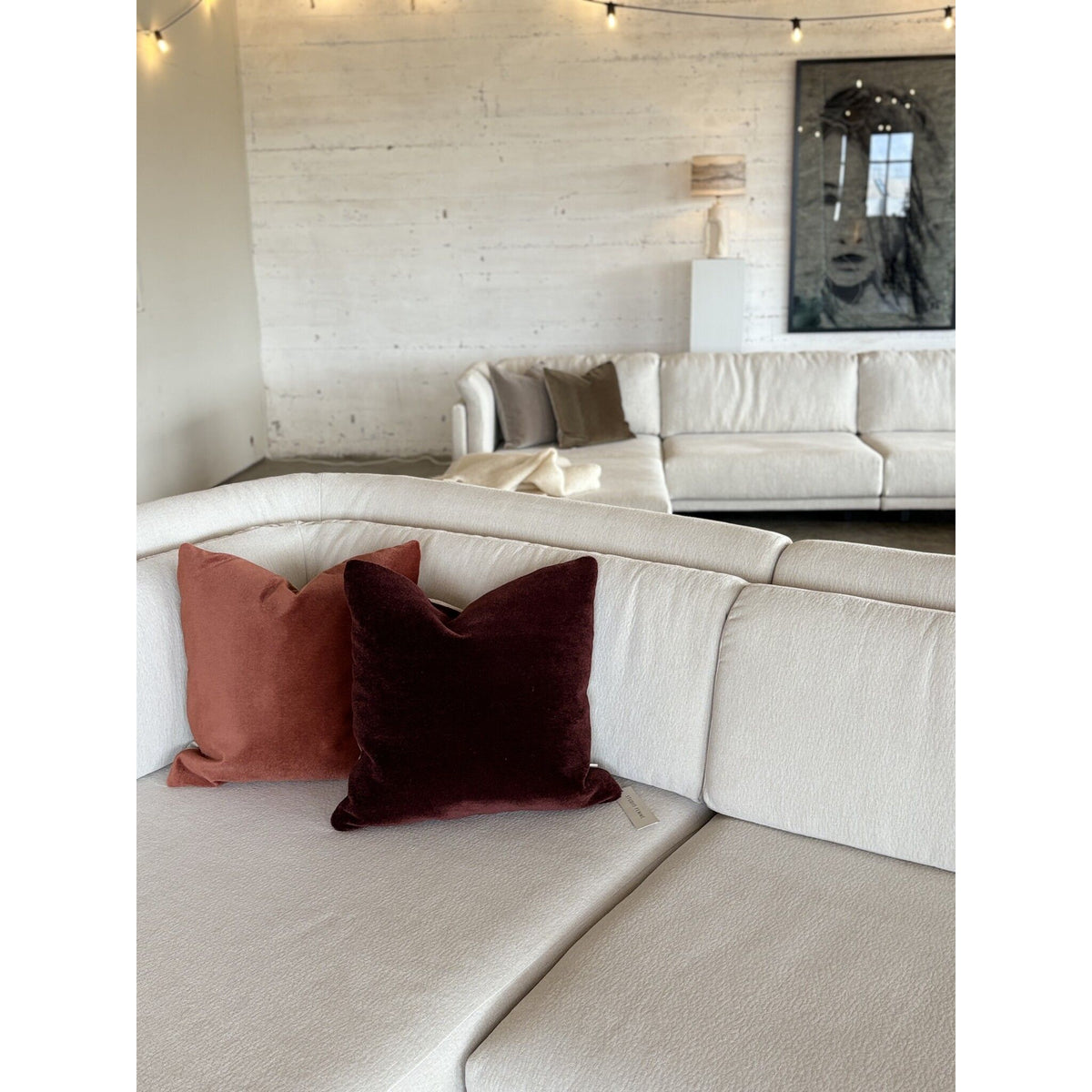 Kissenbezug – Satin Mohair Velours, Modernes Design, Terra Farbe - Sara | Studio Femme Home