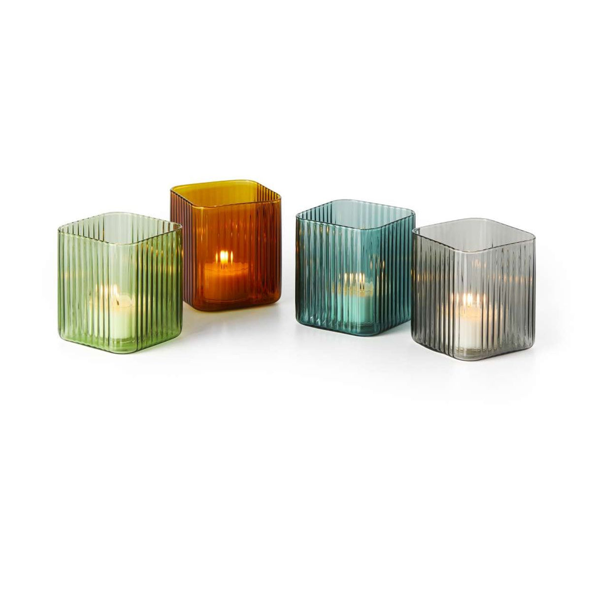 Teelichthalter geriffeltes, durchgefärbtes Glas Lichtreflexion minimalistisches Design – Nouveau | Philippi