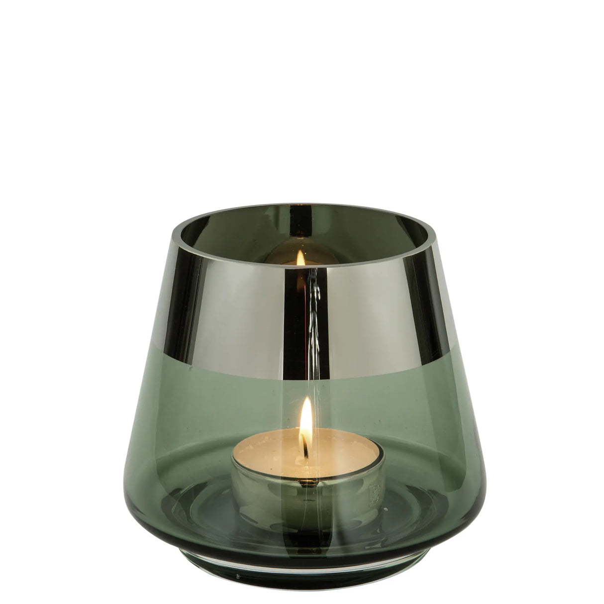 Teelichthalter – Mundgeblasenes Glas, Silberfarbener Rand, Stimmungsvolles Design - Jona | Fink Living
