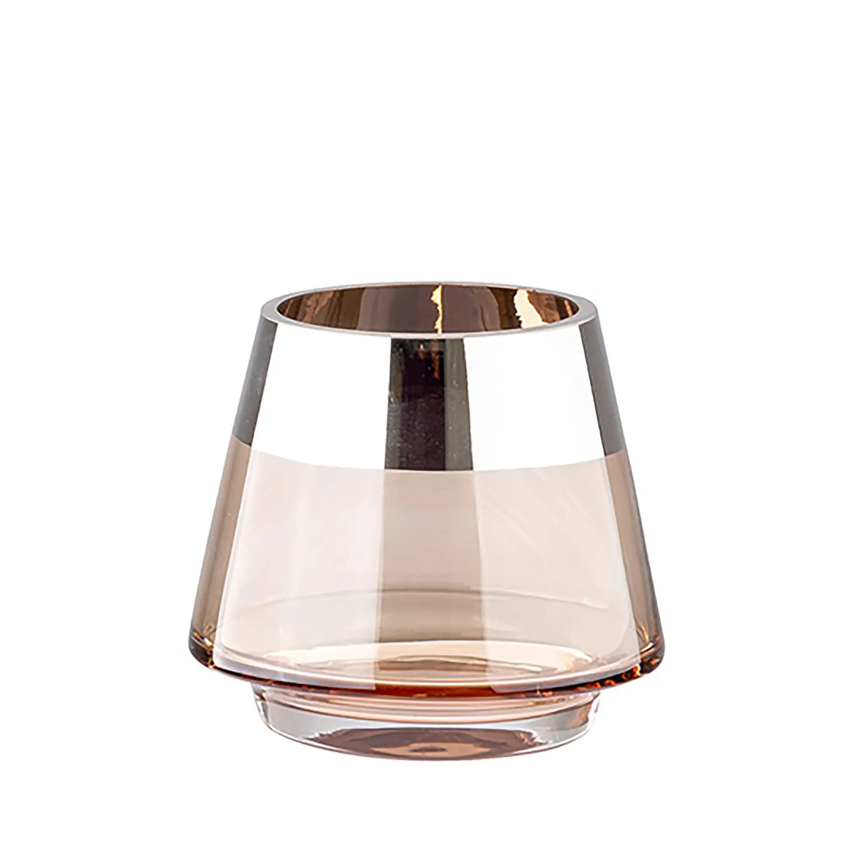 Teelichthalter – Mundgeblasenes Glas, Silberfarbener Rand, Stimmungsvolles Design - Jona | Fink Living