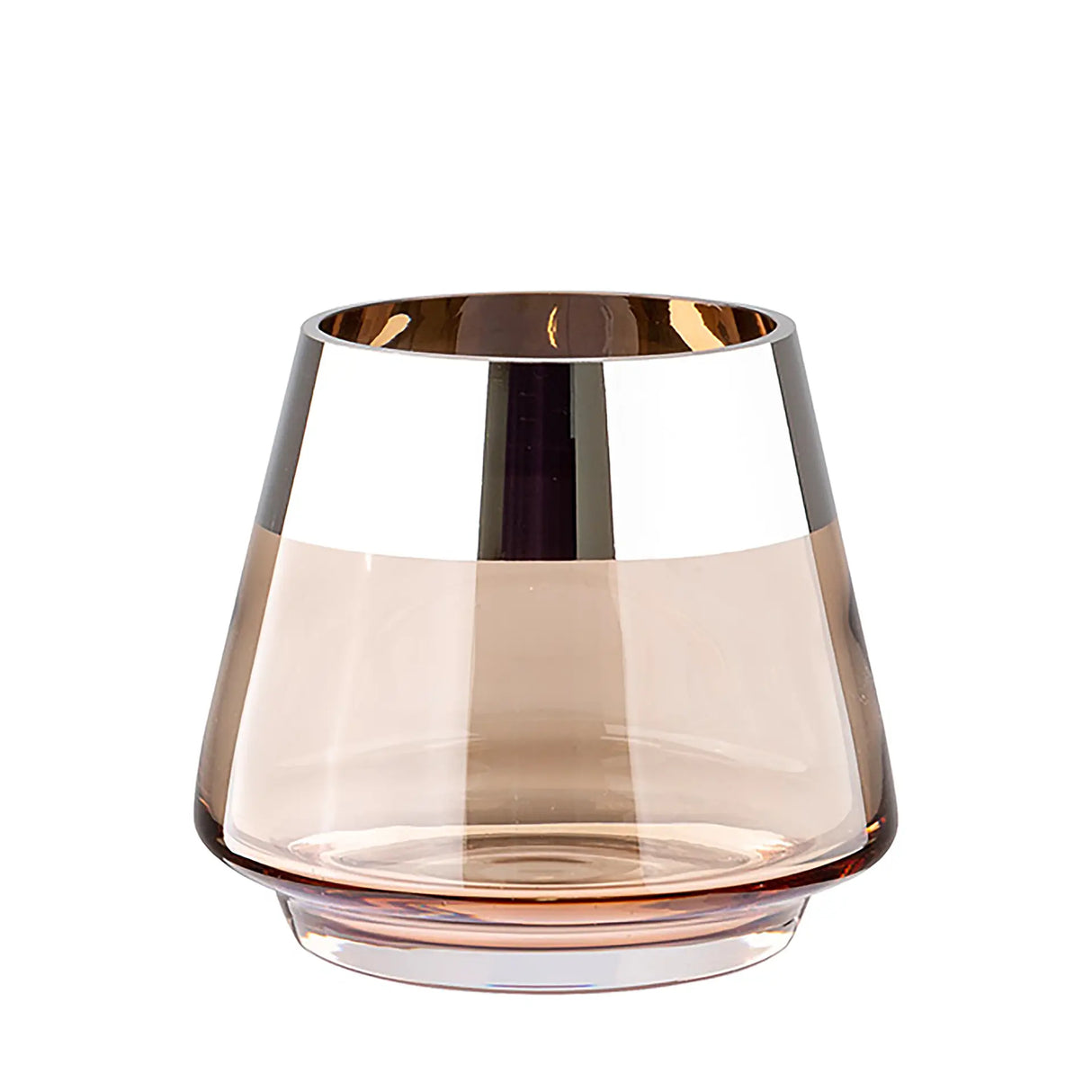 Teelichthalter – Mundgeblasenes Glas, Silberfarbener Rand, Stimmungsvolles Design - Jona | Fink Living