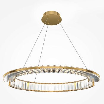 Pendelleuchte mit goldfarbener Metallbasis und asymmetrischer Kristalldekoration im luxuriösen Design – Krone | Maytoni - Esszett Luxury | Stilvolles Wohnen mit Charakter