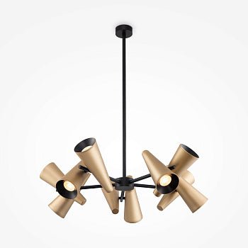 Pendelleuchte mit drehbaren Kegelschirmen und Messing - Schwarz - Finish im modernen Design – Giro | Maytoni - Esszett Luxury | Stilvolles Wohnen mit Charakter
