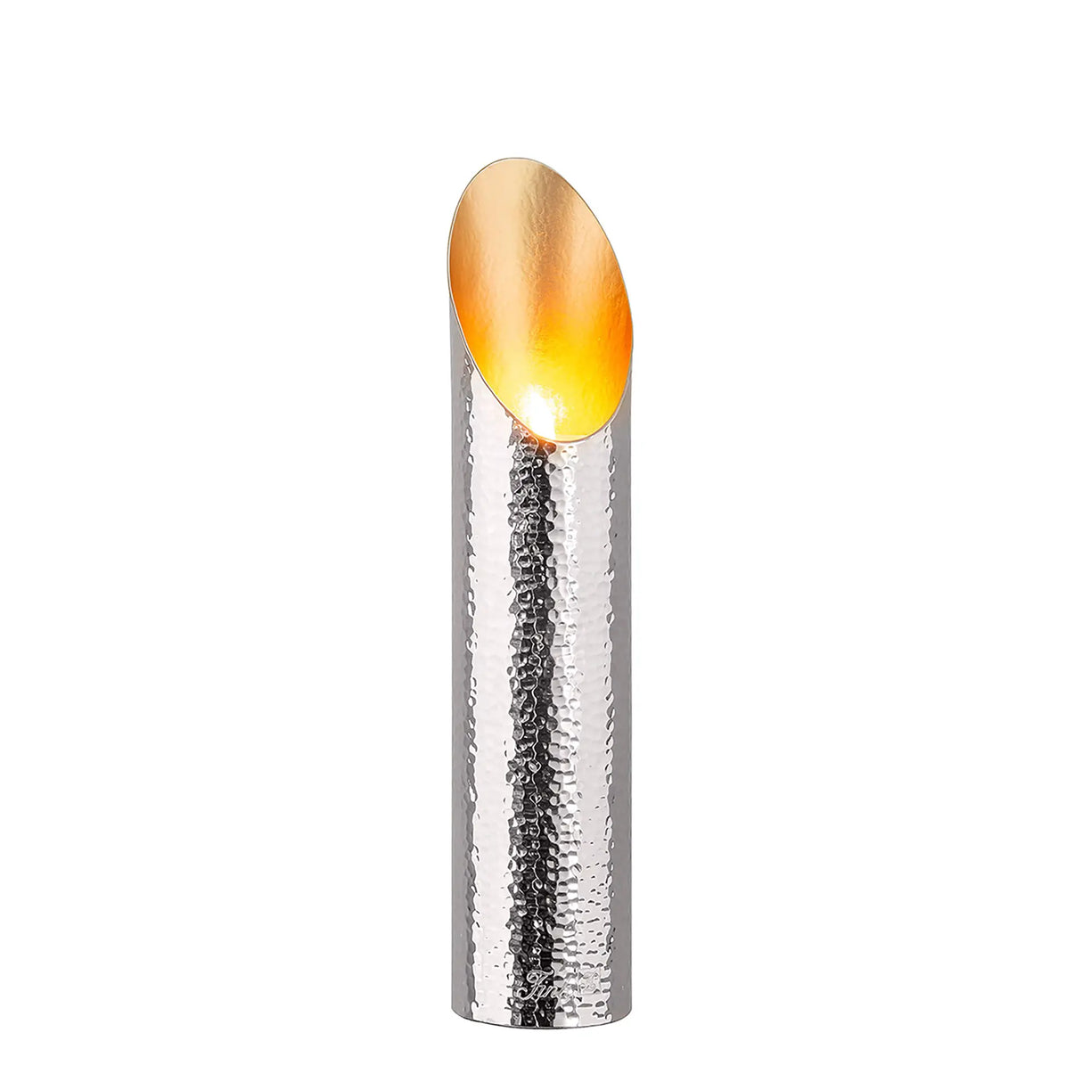 Teelichthalter – Gehämmertes Metall, Silberner Glanz, Gold innen - Firat | Fink Living