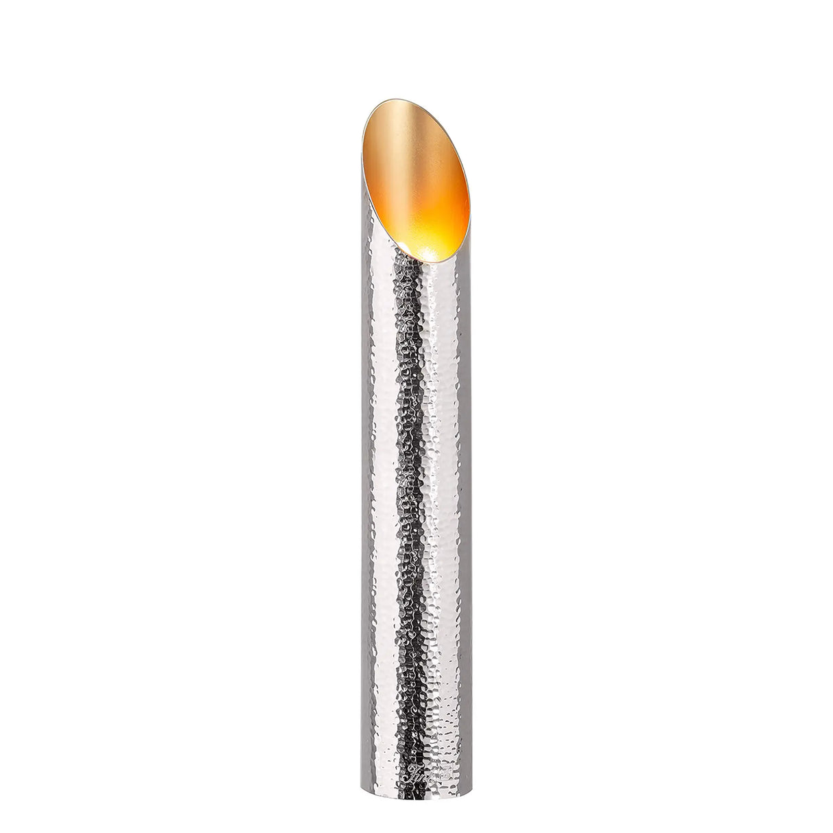 Teelichthalter – Gehämmertes Metall, Silberner Glanz, Gold innen - Firat | Fink Living