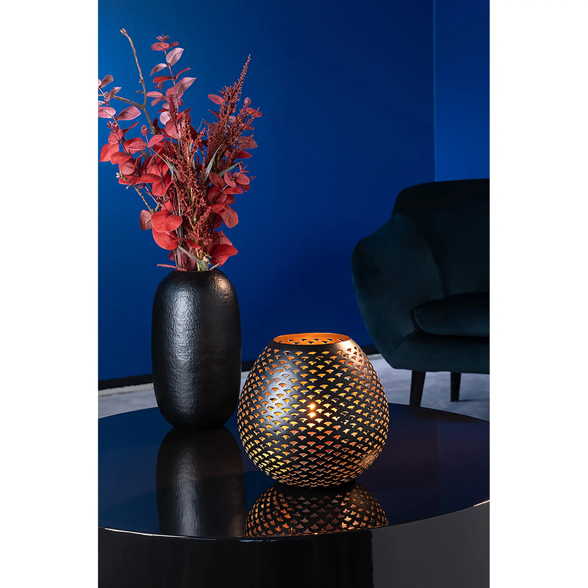 Windlicht – Schwarz Matt, Goldoptik, Modern - Palera | Fink Living