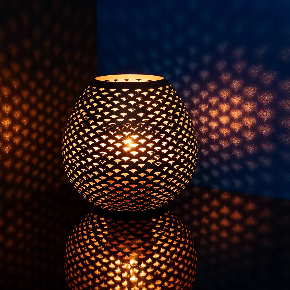 Windlicht – Schwarz Matt, Goldoptik, Modern - Palera | Fink Living