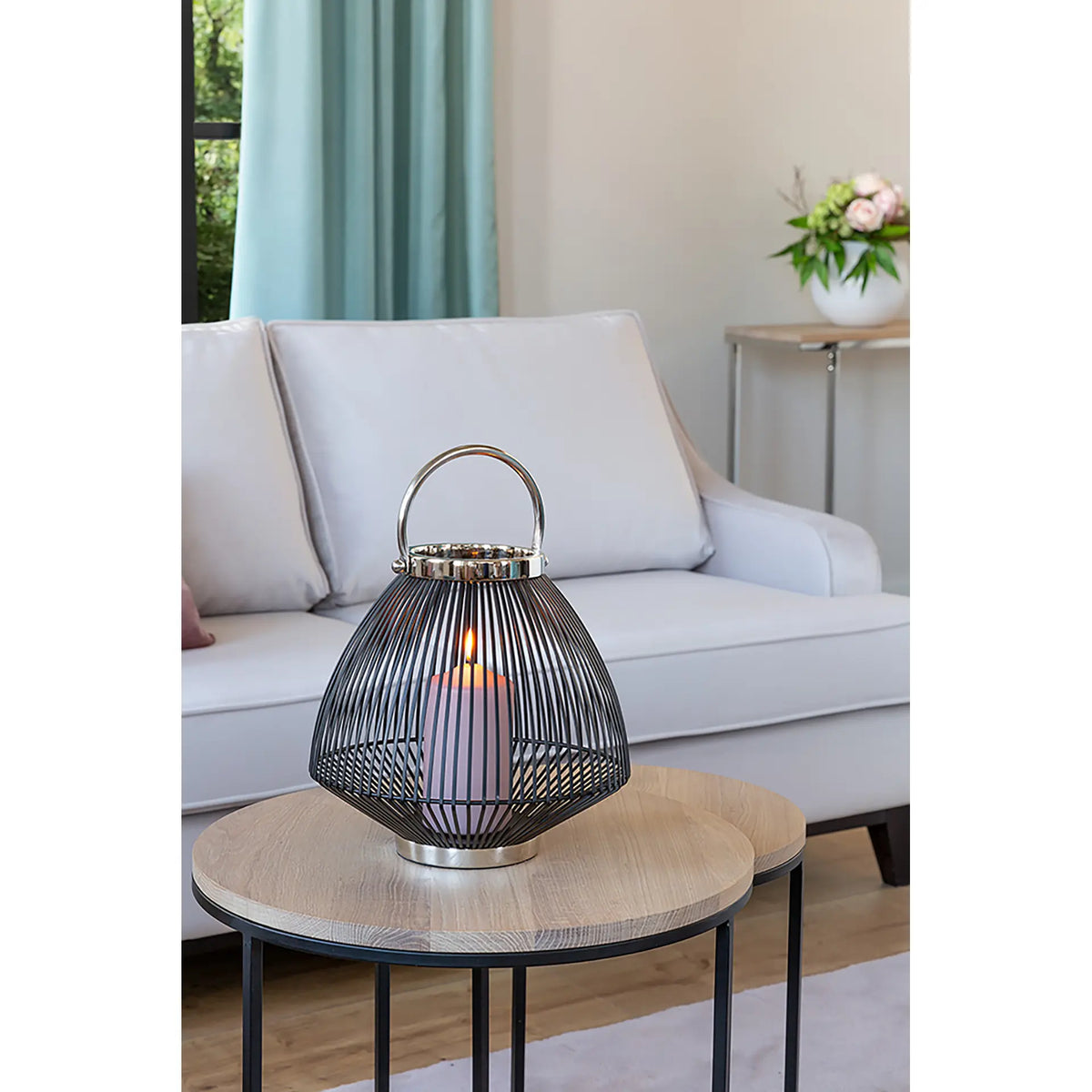 Laterne – Schwarz Matt, Nickeloptik, Modern - Flix | Fink Living