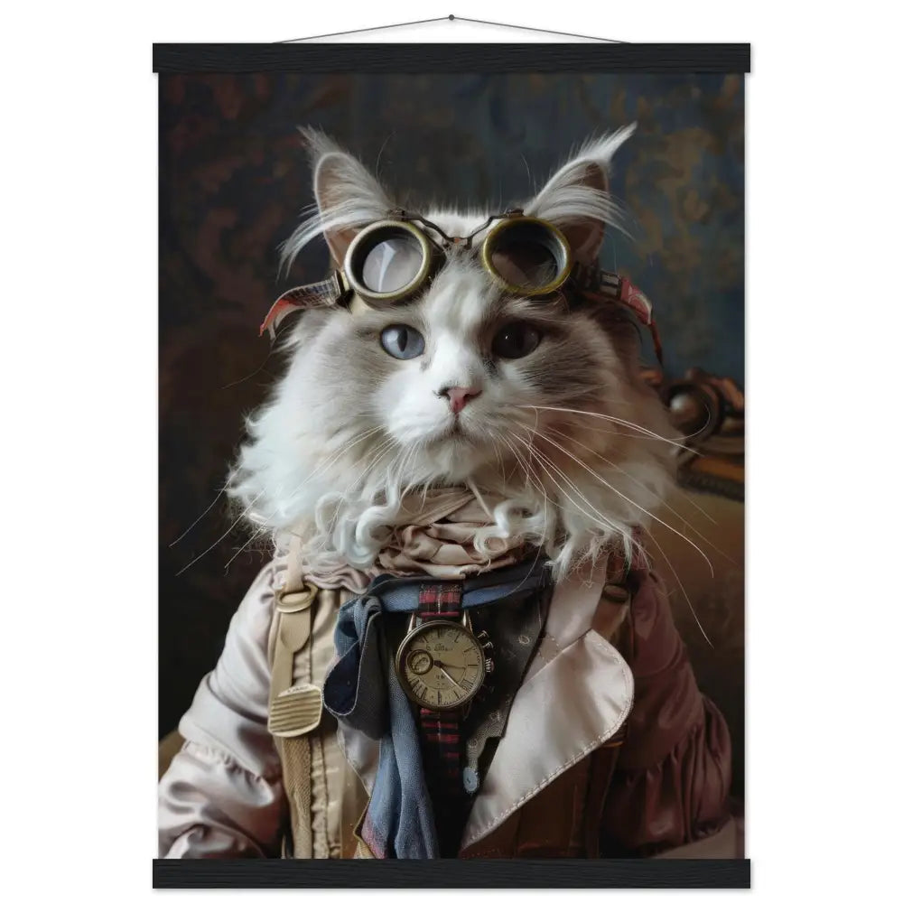 Schulposter – LaPerm Katze, Steampunk-Outfit, Retro-Brille | St Tropez Art