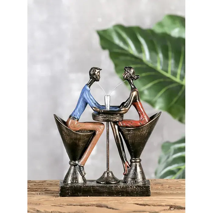 Skulptur – Bronze Finish, Rote Akzente, Liebevolles Paar - Table for two | Gilde