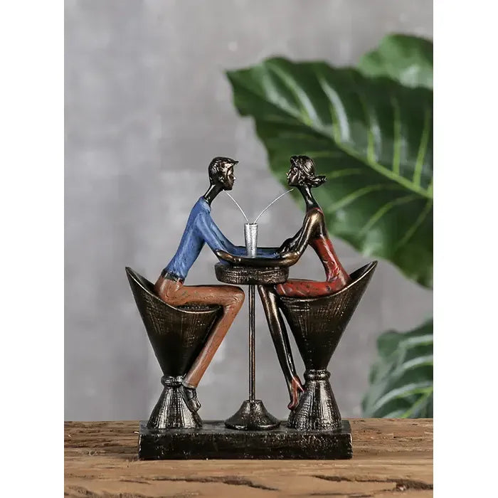 Skulptur – Bronze Finish, Rote Akzente, Liebevolles Paar - Table for two | Gilde