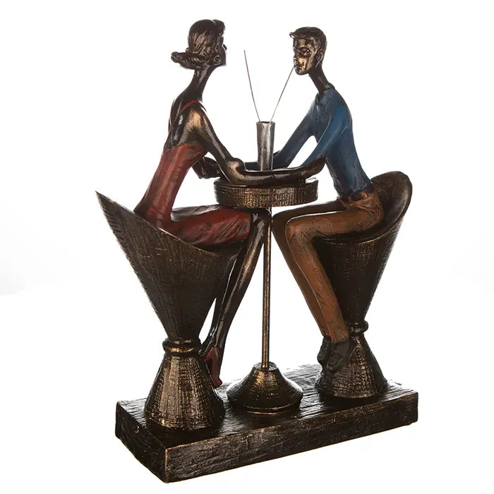 Skulptur – Bronze Finish, Rote Akzente, Liebevolles Paar - Table for two | Gilde