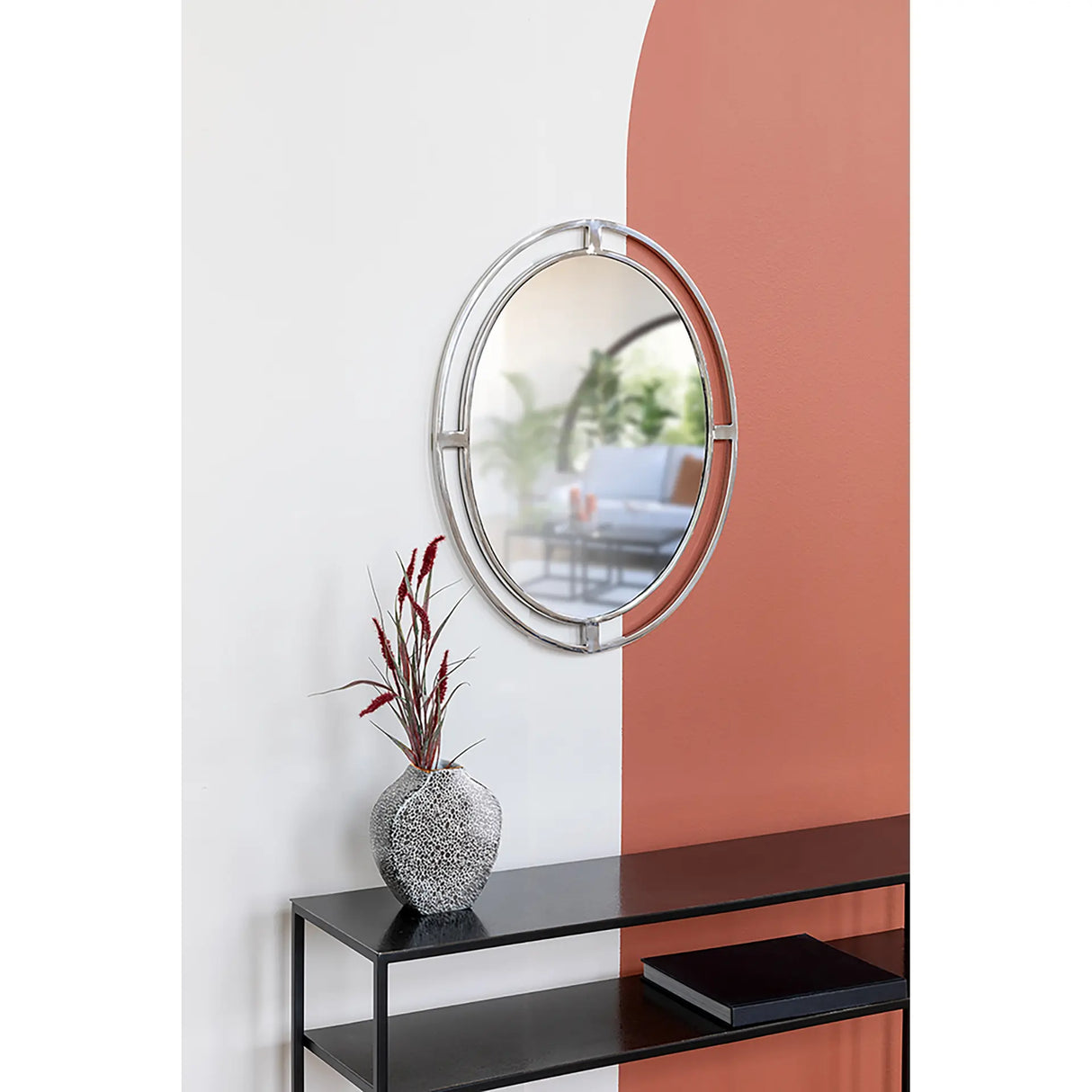 Wandspiegel – Ovales Design, Polierter Edelstahl, Eleganter Rahmen - Justine | Fink Living
