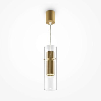 Pendelleuchte Mattgoldenes geriffeltes Aluminiumgehäuse Klarer Glasschirm & GU10 - Fassung – Dynamics | Maytoni - Esszett Luxury | Stilvolles Wohnen mit Charakter