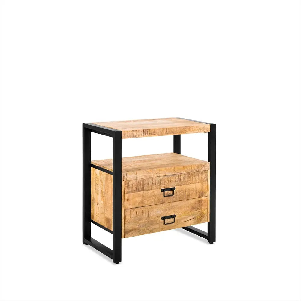 Chest of drawers – mango wood, metal frame, two drawers – Britt | Benoa
