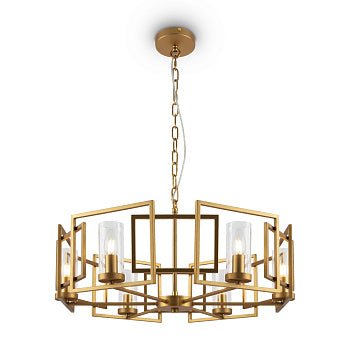 Pendelleuchte mit geometrischem Gold - Metallrahmen und Klarglas - Diffusoren im modernen Design – Bowi | Maytoni - Esszett Luxury | Stilvolles Wohnen mit Charakter