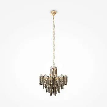 Pendant light with a gold metal frame and architectural crystal cut in a modern design - Flare | Maytoni