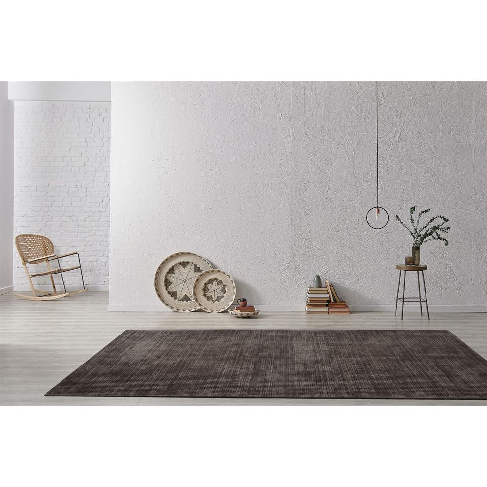 Teppich – Braun Viskose, Weiche Oberfläche, Premium Design, 150 cm - Bridget 125 | Kayoom