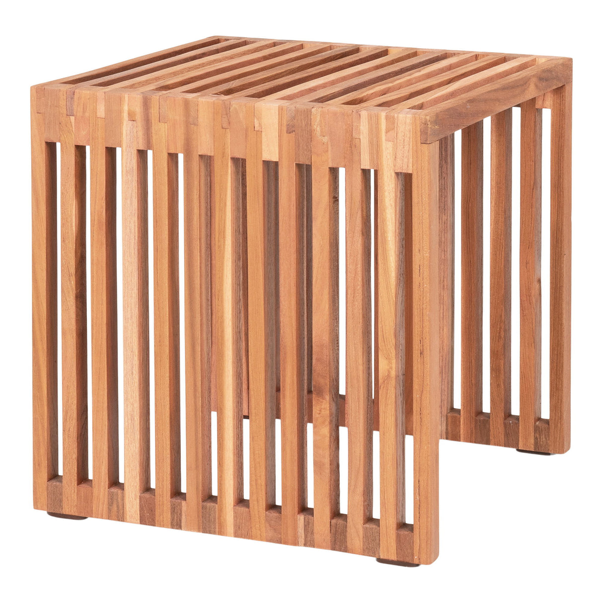 Beistelltisch – Natürliches Teakholz, Lamellenstruktur, 40 cm Höhe - Pego | House Nordic