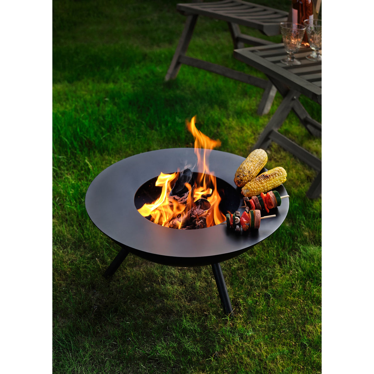 Feuerabdeckung aus pulverbeschichtetem Stahl 3 mm Stahlring hitzebeständiges Design – Flames | Philippi