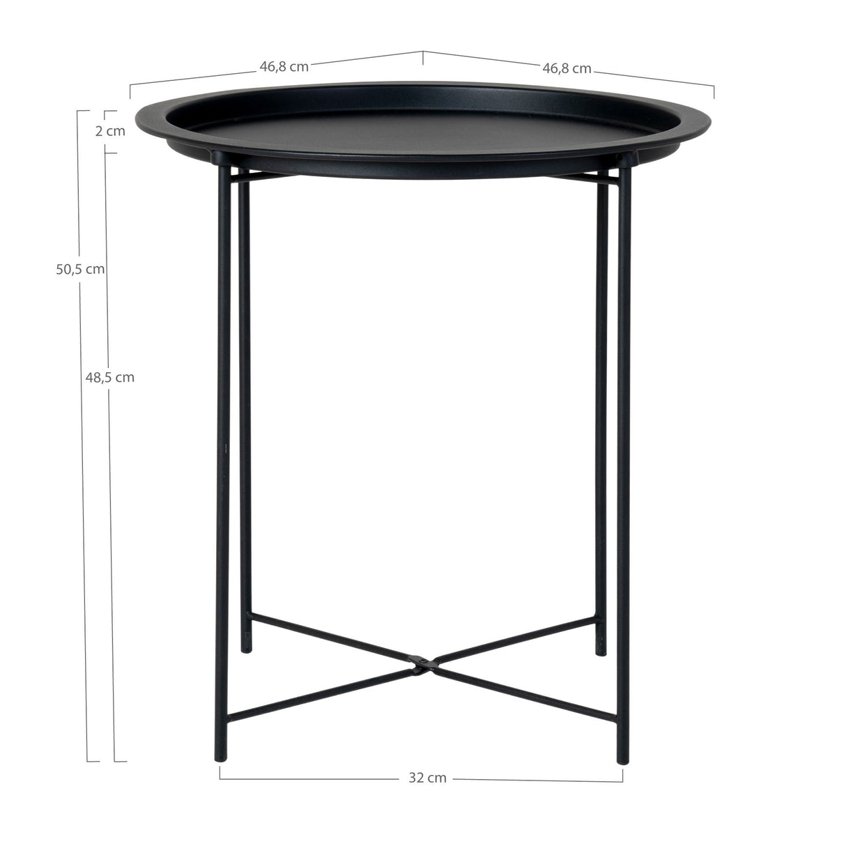Beistelltisch – Schwarzer Stahl, Runde Platte, 50cm hoch - Bastia | House Nordic