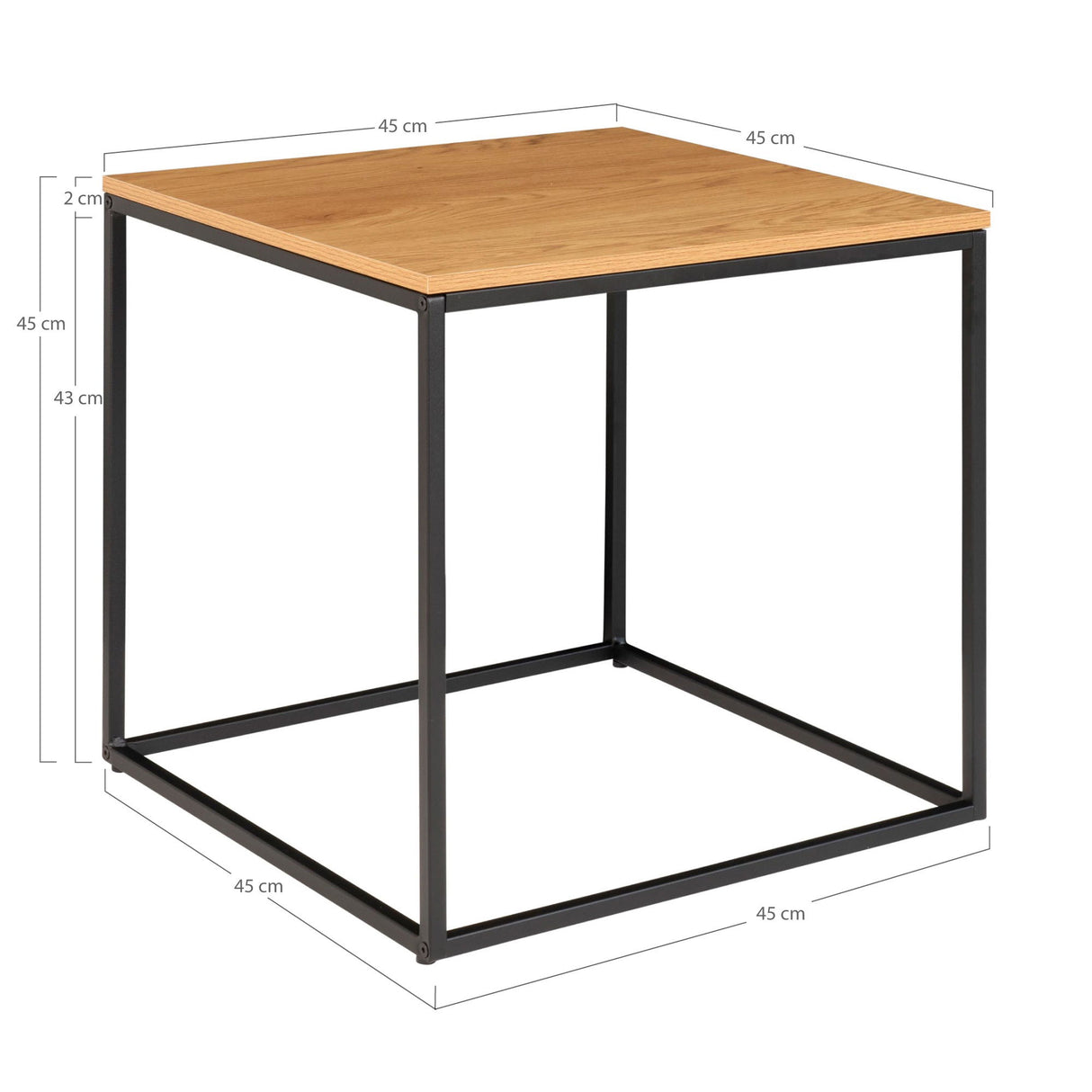 Beistelltisch – Eiche Optik, Schwarzes Metallgestell, 45 cm Höhe - Vita | House Nordic