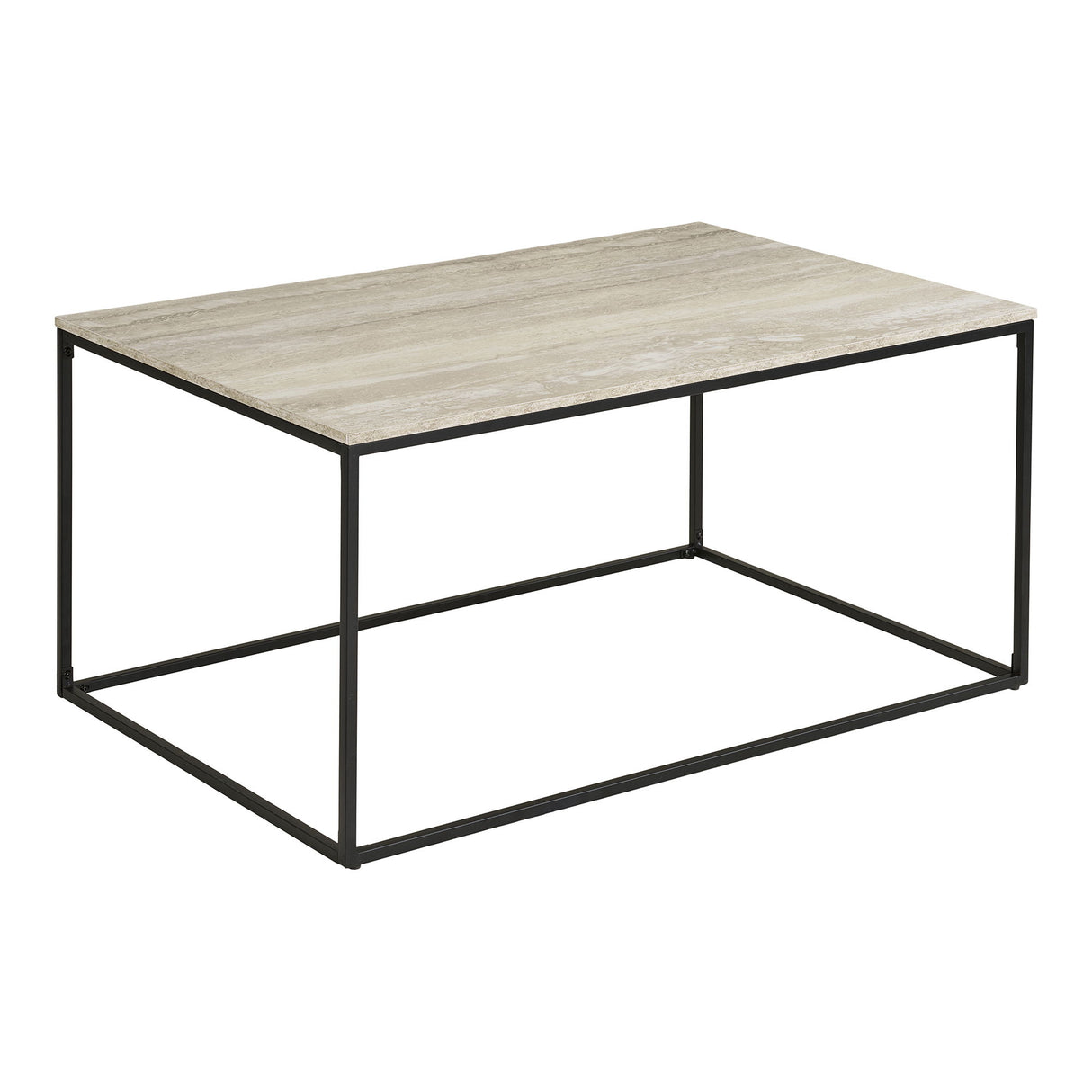 Couchtisch – Travertinoptik, Stahlrahmen, 45 cm - Vita | House Nordic