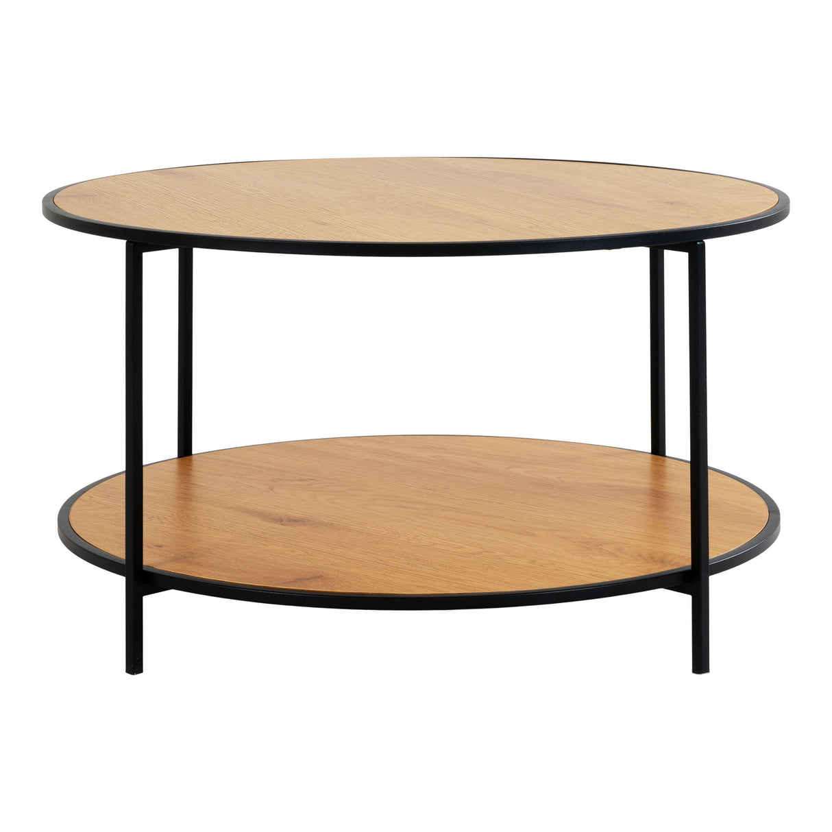 Coffee Table – Oak-look Tabletop, Powder-coated Black Steel Frame, Minimalist Round Silhouette – Vita | House Nordic