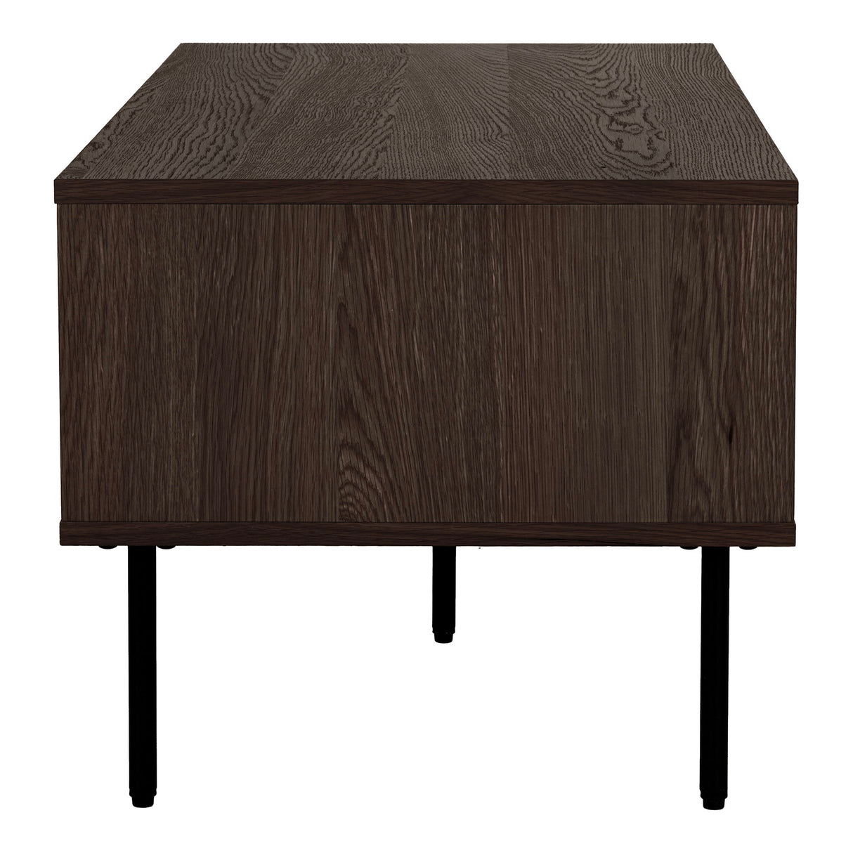 Coffee table – oak veneer, smoked wood look, metal legs with drawers – Kyoto | House Nordic