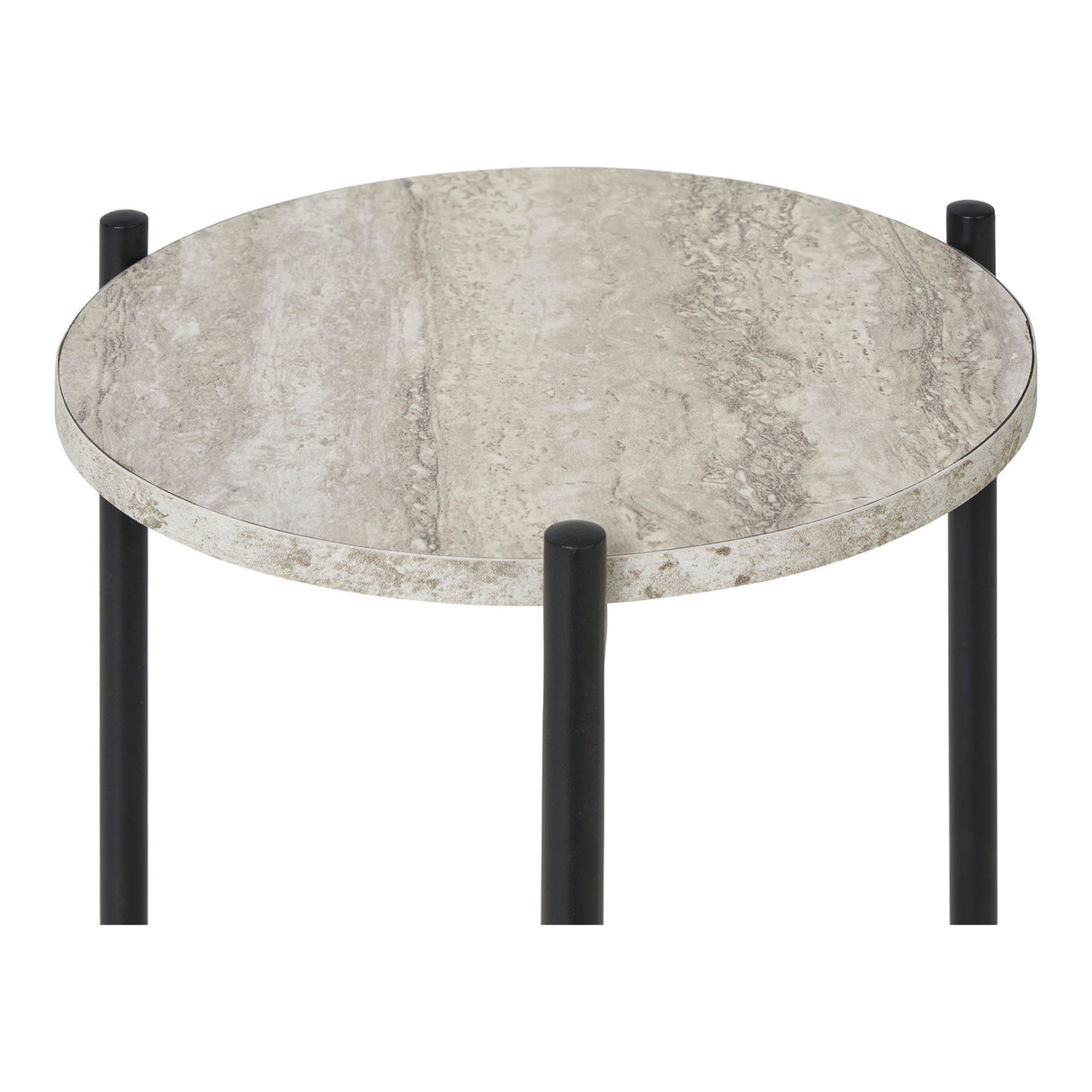 Beistelltisch – Travertin-Optik, 2 Ablagen, 46cm hoch - Leuven | House Nordic