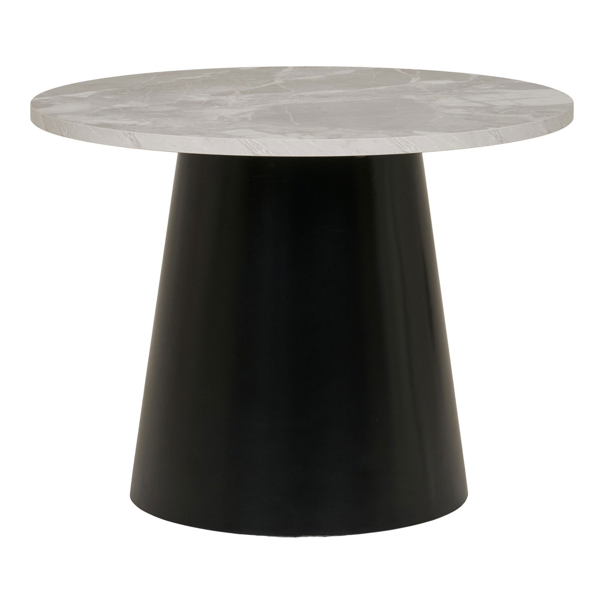 Coffee table - Grey-black marble look, black metal frame, round shape - Brito | House Nordic