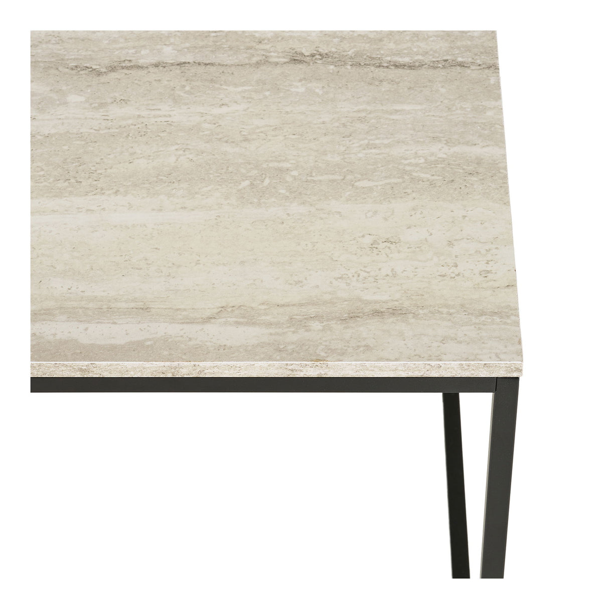 Side table – Travertine look, black steel frame, modern elegance – Vita | House Nordic