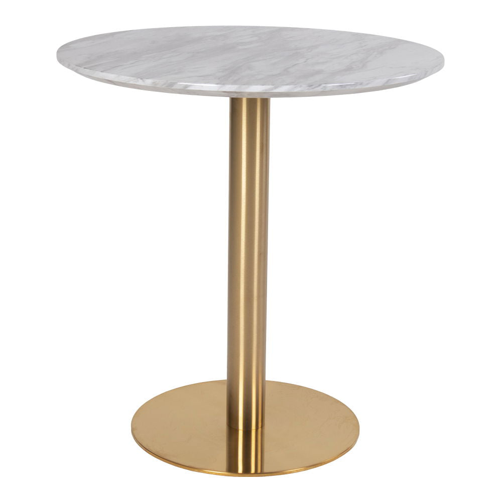 Dining Table – Marble Effect Tabletop, Brass Effect Frame, Round Design – Bolzano | House Nordic
