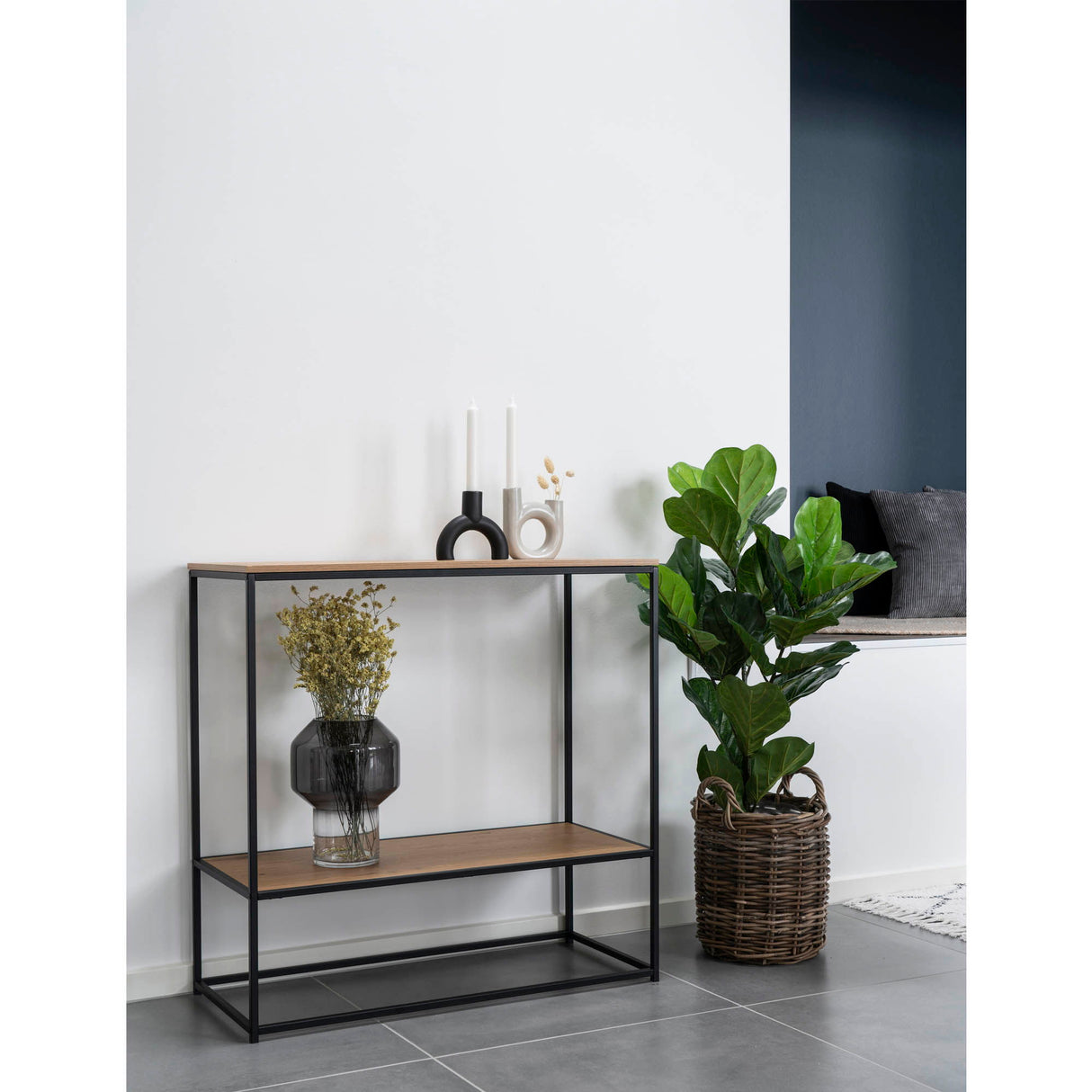Konsolentisch – Zwei Ablagen, Eichenoptik, 80 cm - Vita | House Nordic