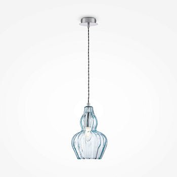 Pendelleuchte mit Nickel - Finish und blauer Glasblüte im modernen Design – Eustoma | Maytoni - Esszett Luxury | Stilvolles Wohnen mit Charakter