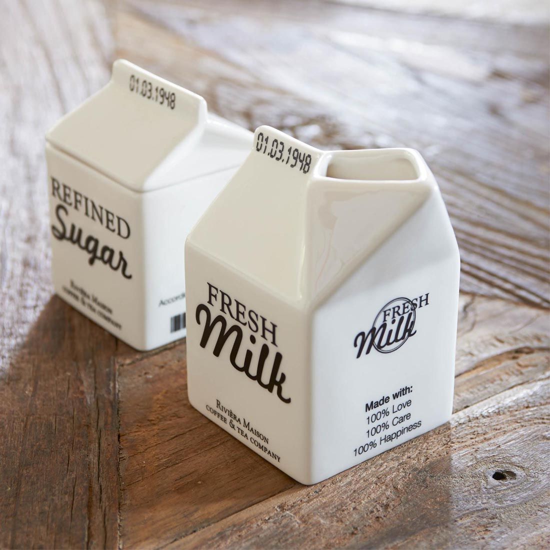 Milchkännchen Porzellan Weiß, Spülmaschinen - & Mikrowellengeeignet – Carton Milk Jar | Rivièra Maison - Esszett Luxury | Stilvolles Wohnen mit Charakter