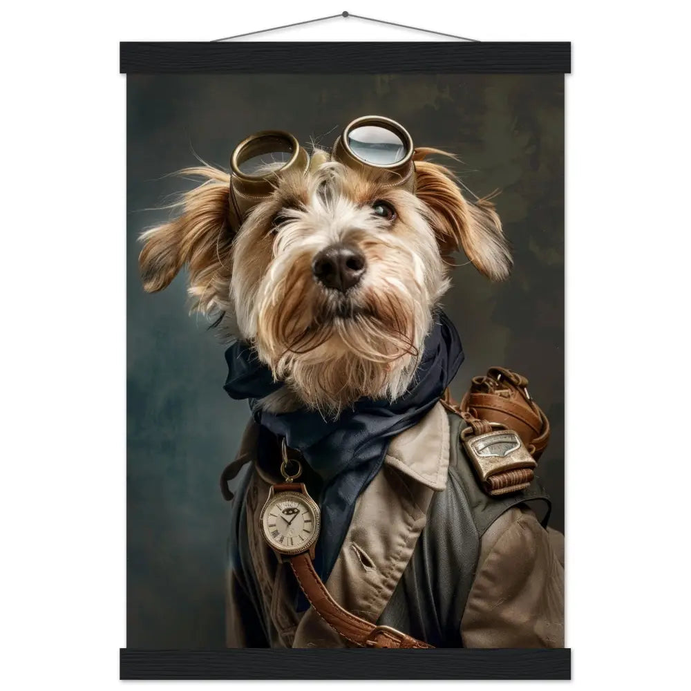 School Poster - Norfolk Terrier, Steampunk Outfit, Magnetic Wooden Strips | St Tropez Art