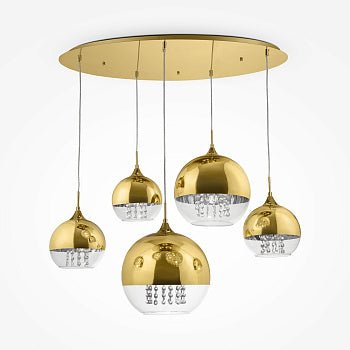 Pendelleuchte mit goldfarbener Metallbasis und gold - sowie transparentem Glasdiffusor im luxuriösen Design – Fermi | Maytoni - Esszett Luxury | Stilvolles Wohnen mit Charakter